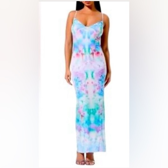 AFRM Blue and Purple Slip Maxi Dress/ Coverup Size XL PTP 19” NWT - Picture 1 of 10